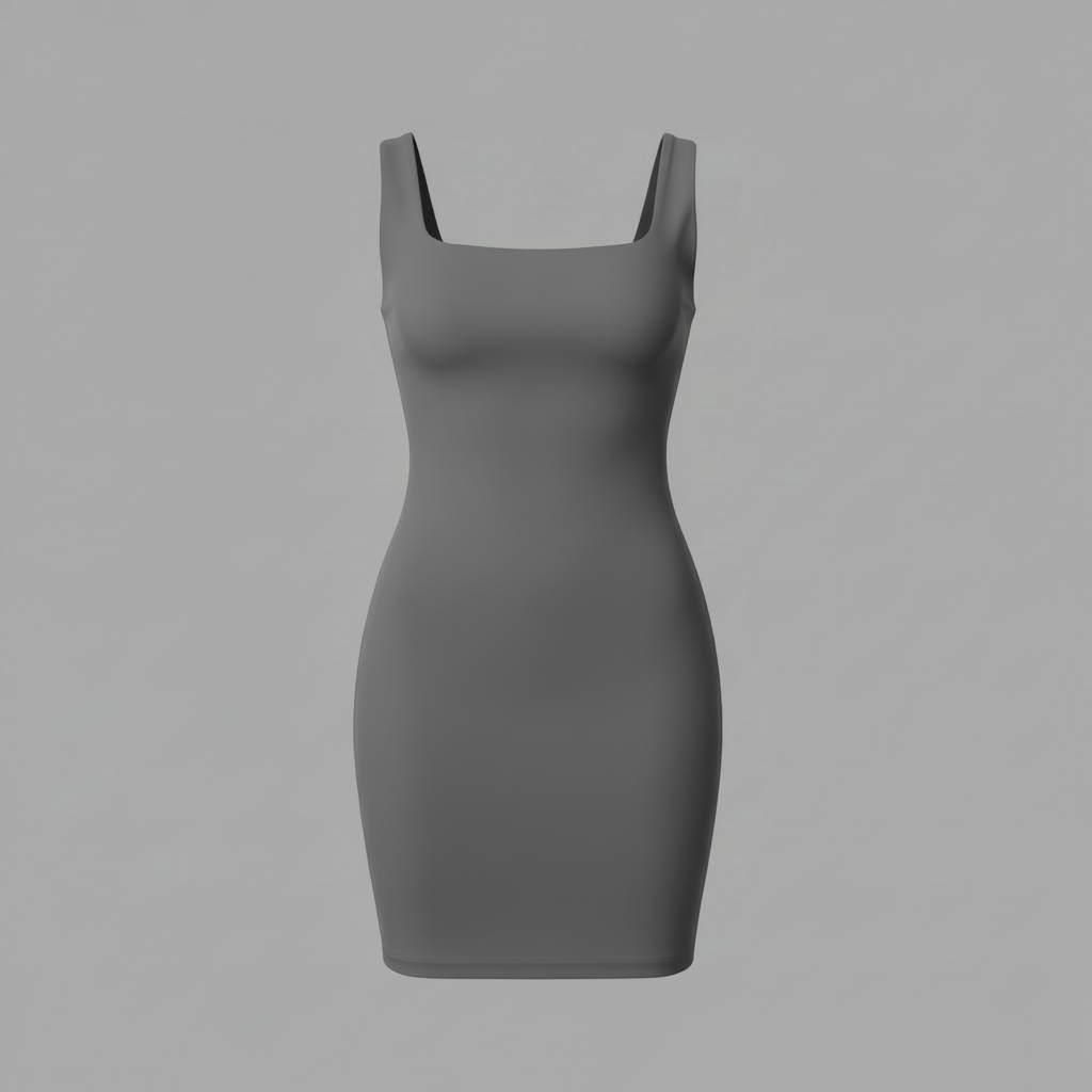 Seamless Square Neck Mini Dress | Women's Black Dress 5