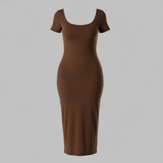 Black Shapewear Midi Dress | Women's Bodycon Style 0