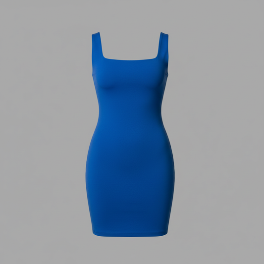 Seamless Square Neck Mini Dress | Women's Black Dress 0