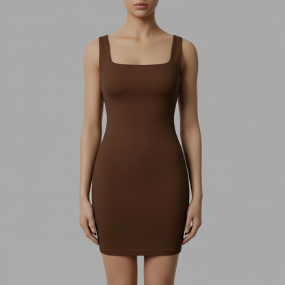 Seamless Square Neck Mini Dress | Women's Black Dress 2