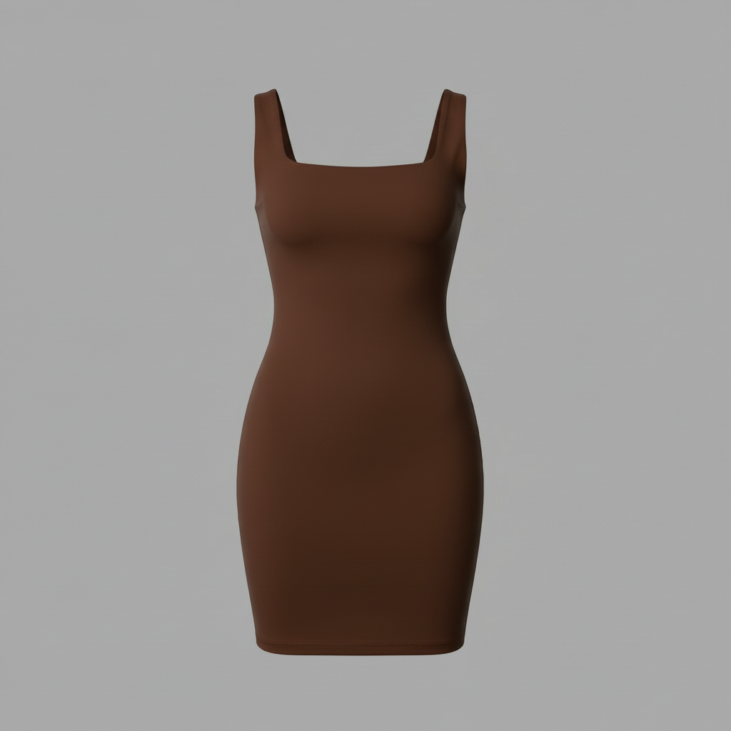 Seamless Square Neck Mini Dress | Women's Black Dress 3