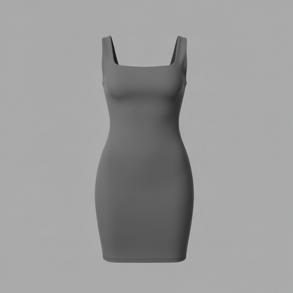 Seamless Square Neck Mini Dress | Women's Black Dress 5