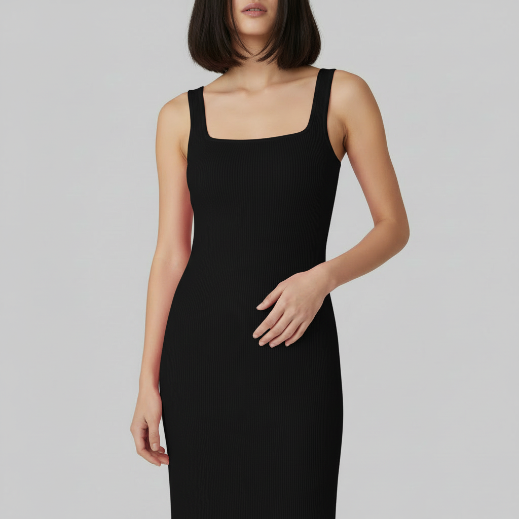 Square Neck Midi Dress | Women's Body Shaping Dress 1